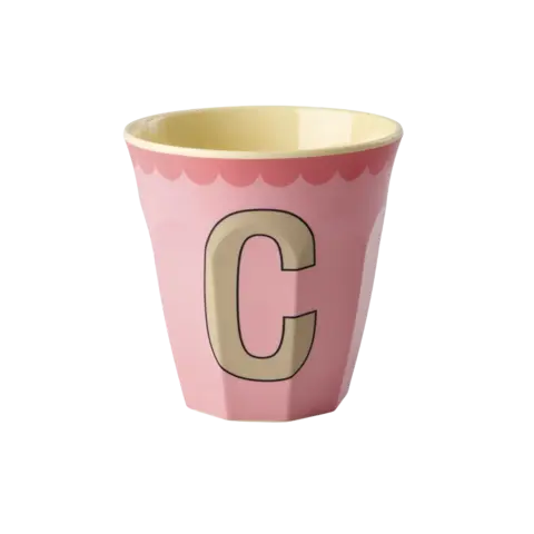 Rice alfabet beker letter C roze beige