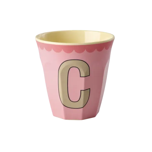 rice Denmark Rice alfabet beker met rand letter C roze beige