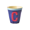 Rice alfabet beker met rand letter C blauw rood