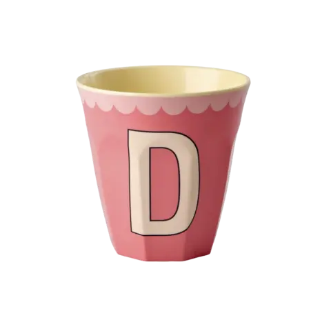 Rice alfabet beker letter D roze creme