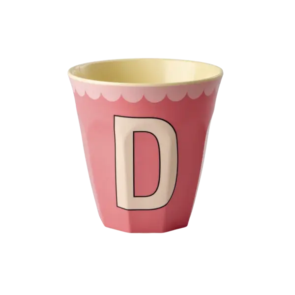 rice Denmark Rice alfabet beker met rand letter D roze creme