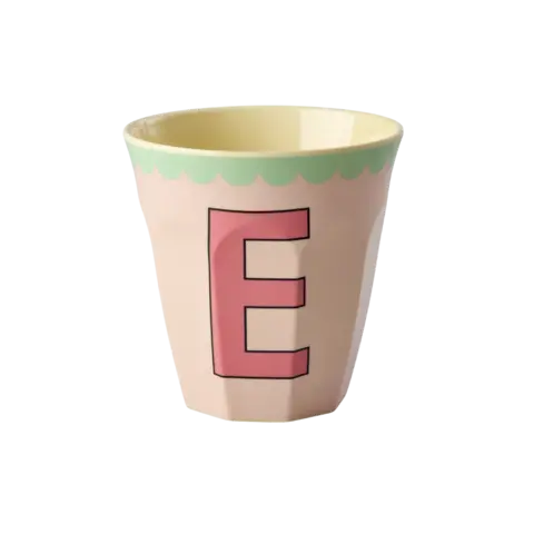 Rice alfabet beker letter E roze groen