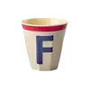 Rice alfabet beker met rand letter F blauw beige