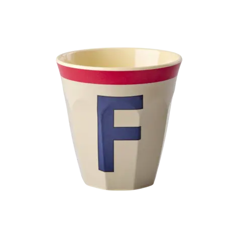 Rice alfabet beker letter F blauw beige