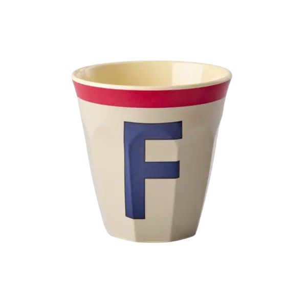 rice Denmark Rice alfabet beker met rand letter F blauw beige