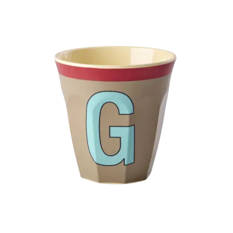 Rice alfabet beker letter G bruin blauw