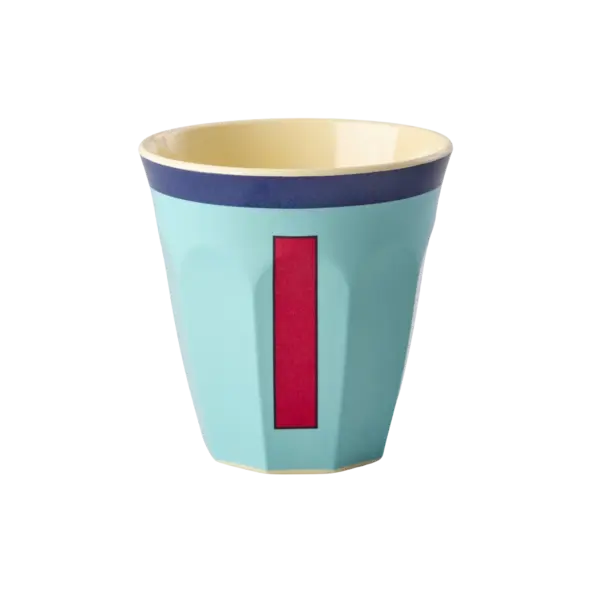 rice Denmark Rice alfabet beker met rand letter I blauw rood