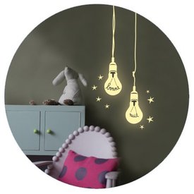 Mimi'lou Mimilou fluorescerende muursticker gloeilampjes