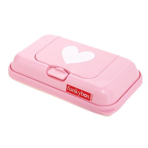 Funkybox To Go bewaardoos voor billendoekjes en snoetenpoetsers roze hartjes