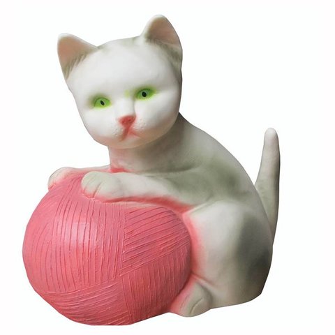 Figuurlamp poes met roze bal