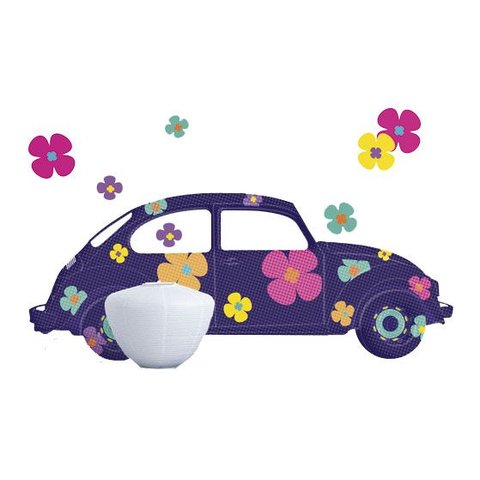 Nouvelles Images muursticker auto met bloemen