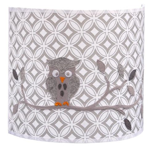 Taftan wandlamp kinderkamer uil grijs