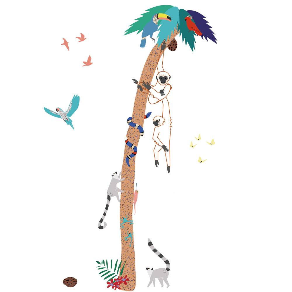 Dronken worden ondergoed Rustiek Mimilou muursticker kinderkamer boom jungle adventure | Kidzsupplies