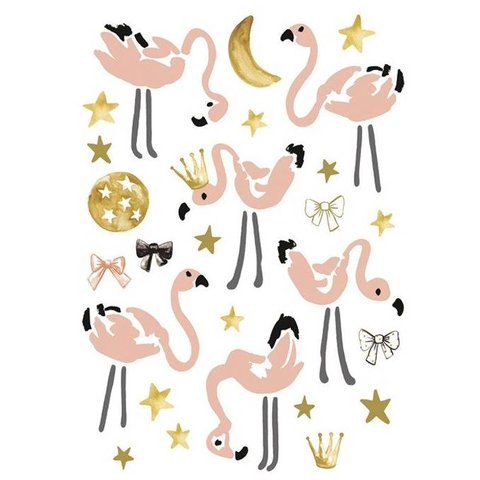 Lilipinso muursticker flamingo's