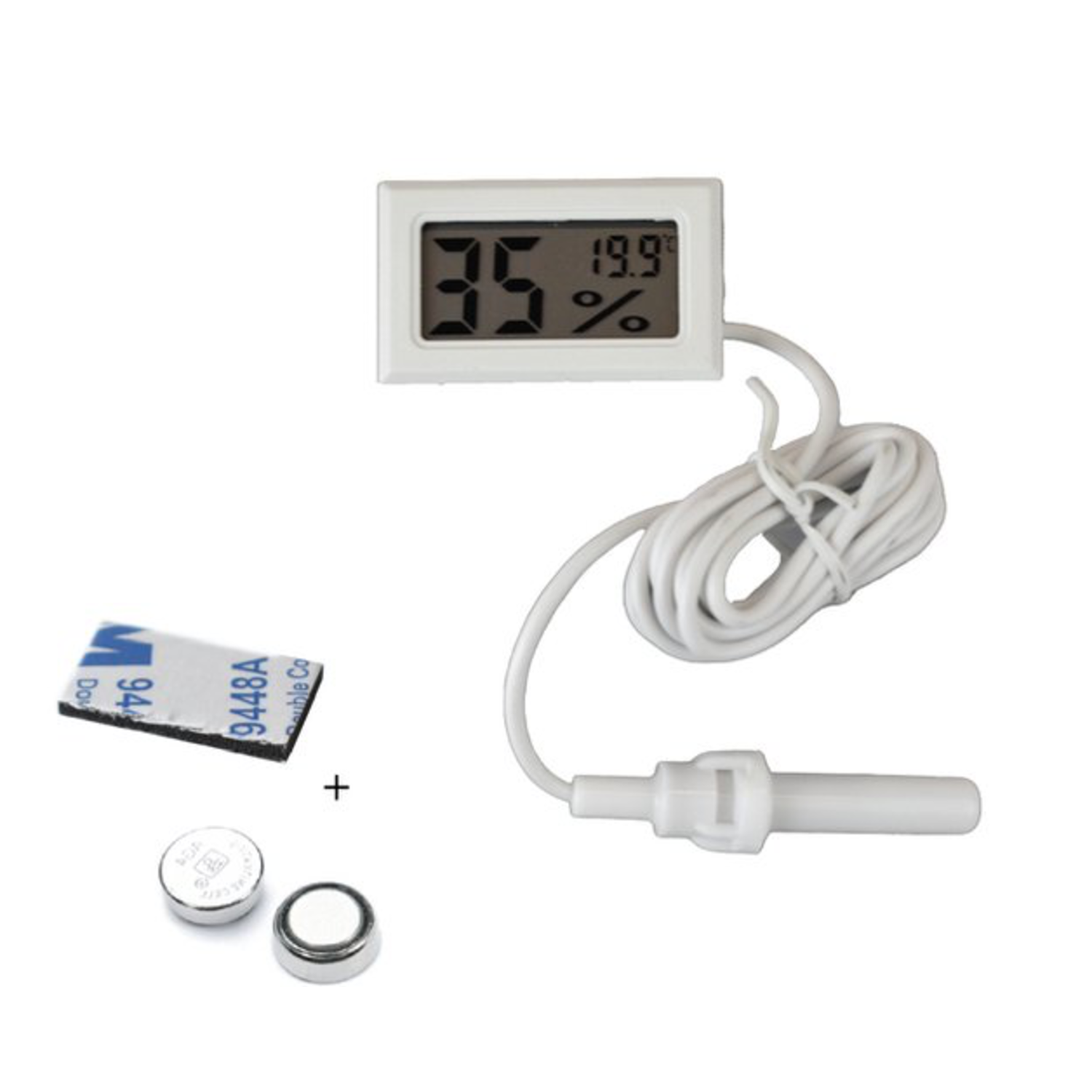 Thermomètre pour réfrigérateur et congélateur - Intérieur et extérieur -  Cuisson/Piscine/Aquarium - 1 mètre - Blanc 3 pièces - Piles incluses -  Novus Fumus