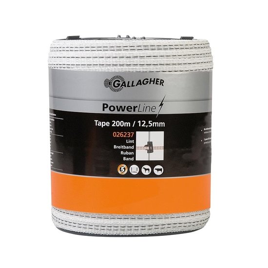 Gallagher PowerLine lint 12,5 mm wit 200 m