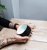 Porcelain Matcha bowl - ribble matt black/white