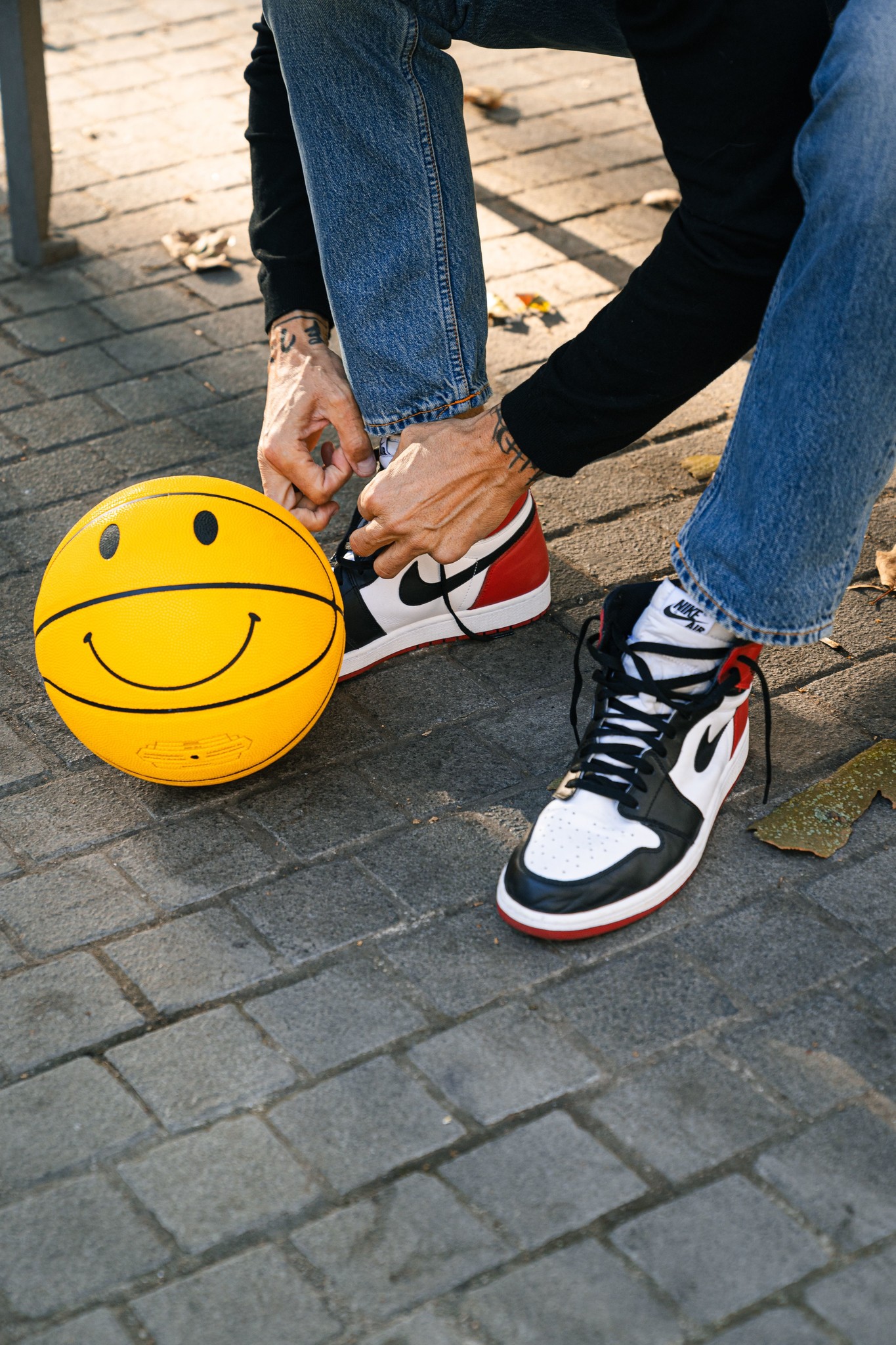 SMILEY basketbal (geel - 100% leer)