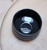 Porcelain Matcha bowl  - ribble shiny black