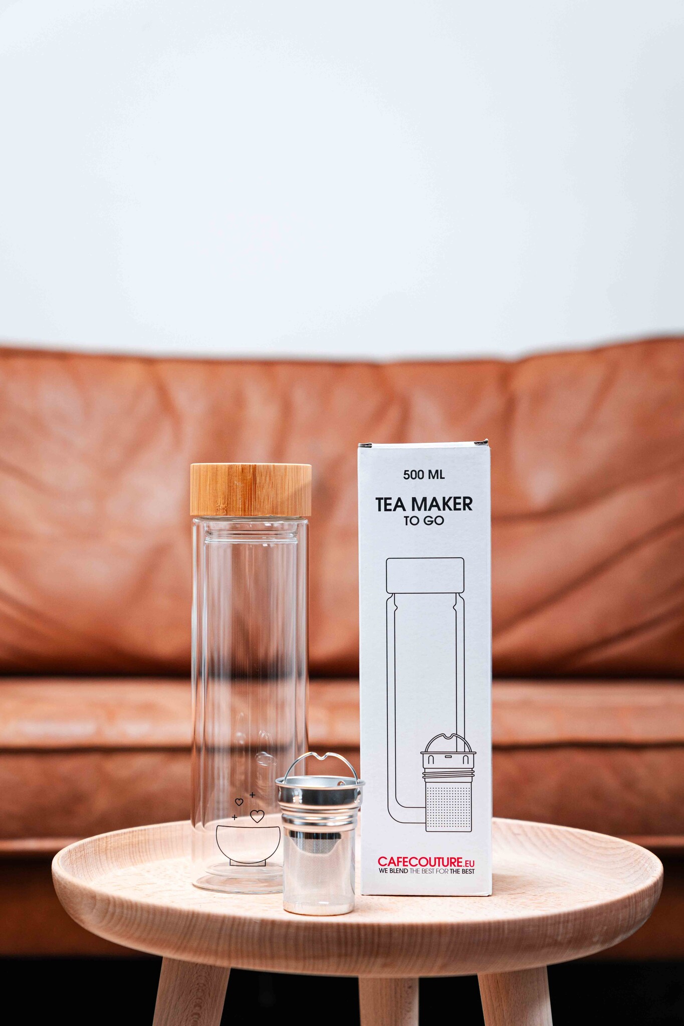 Whole leaf tea glass travel infuser