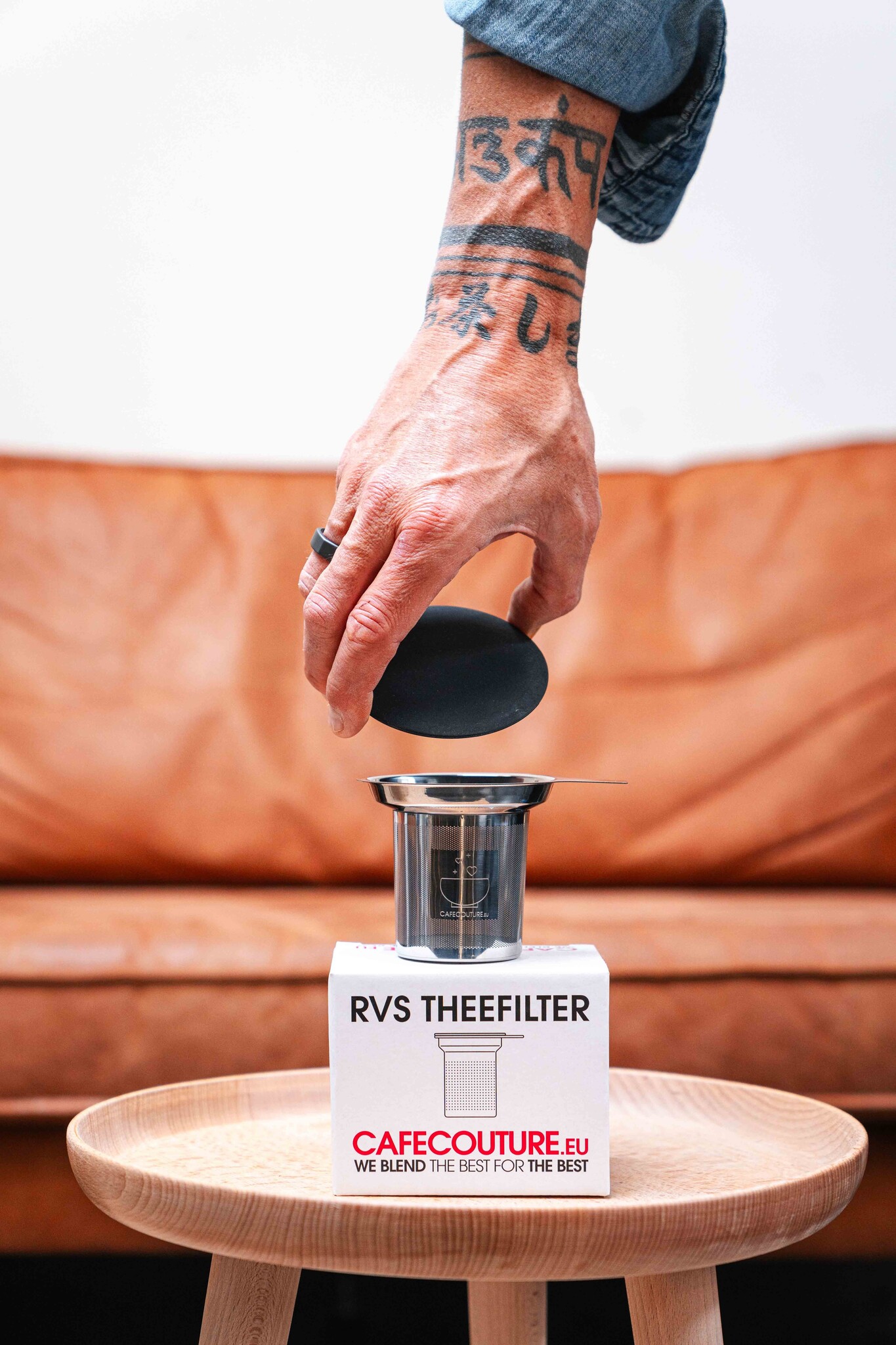 RVS theefilter met enkel handvat