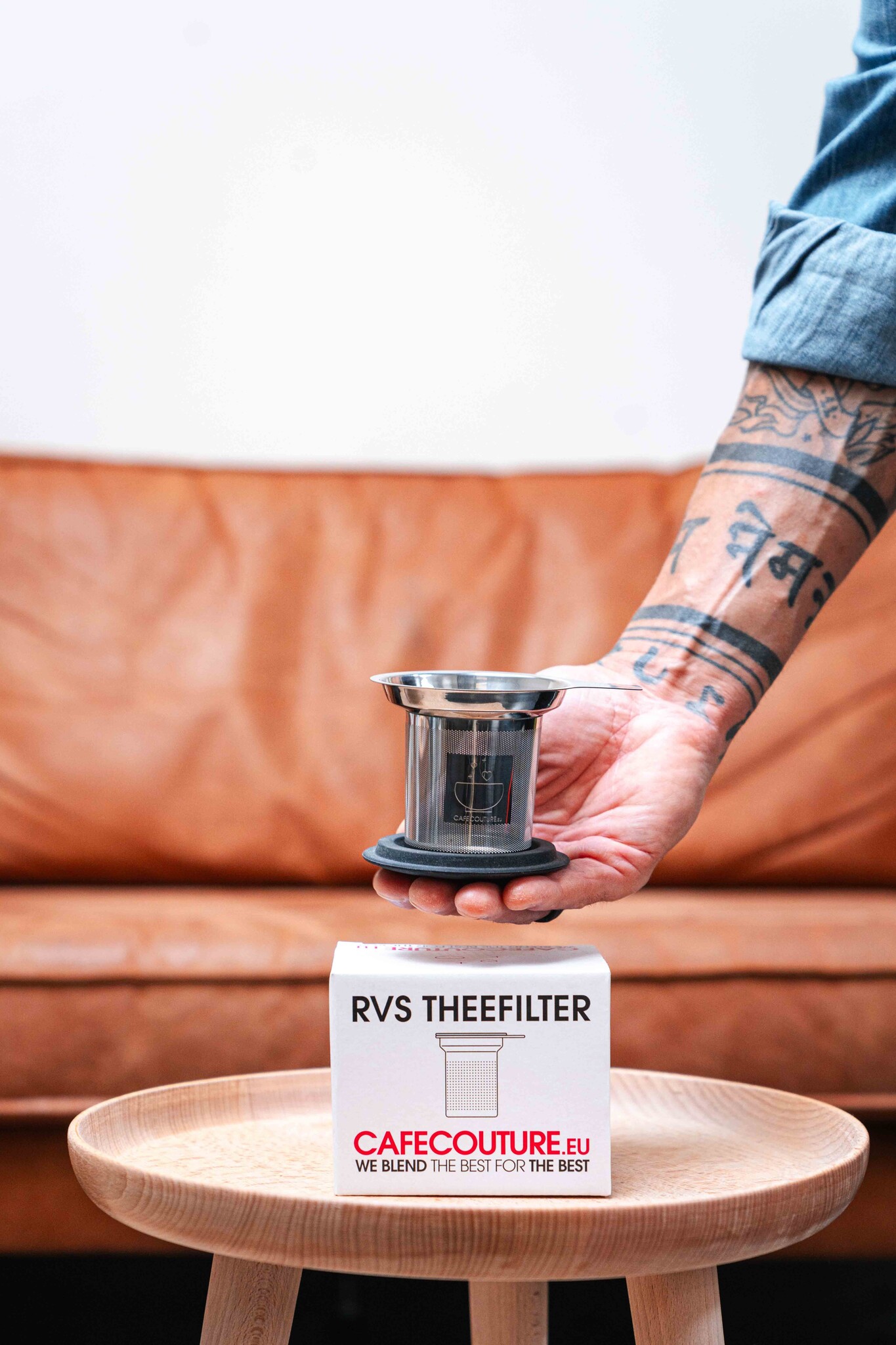 RVS theefilter met enkel handvat