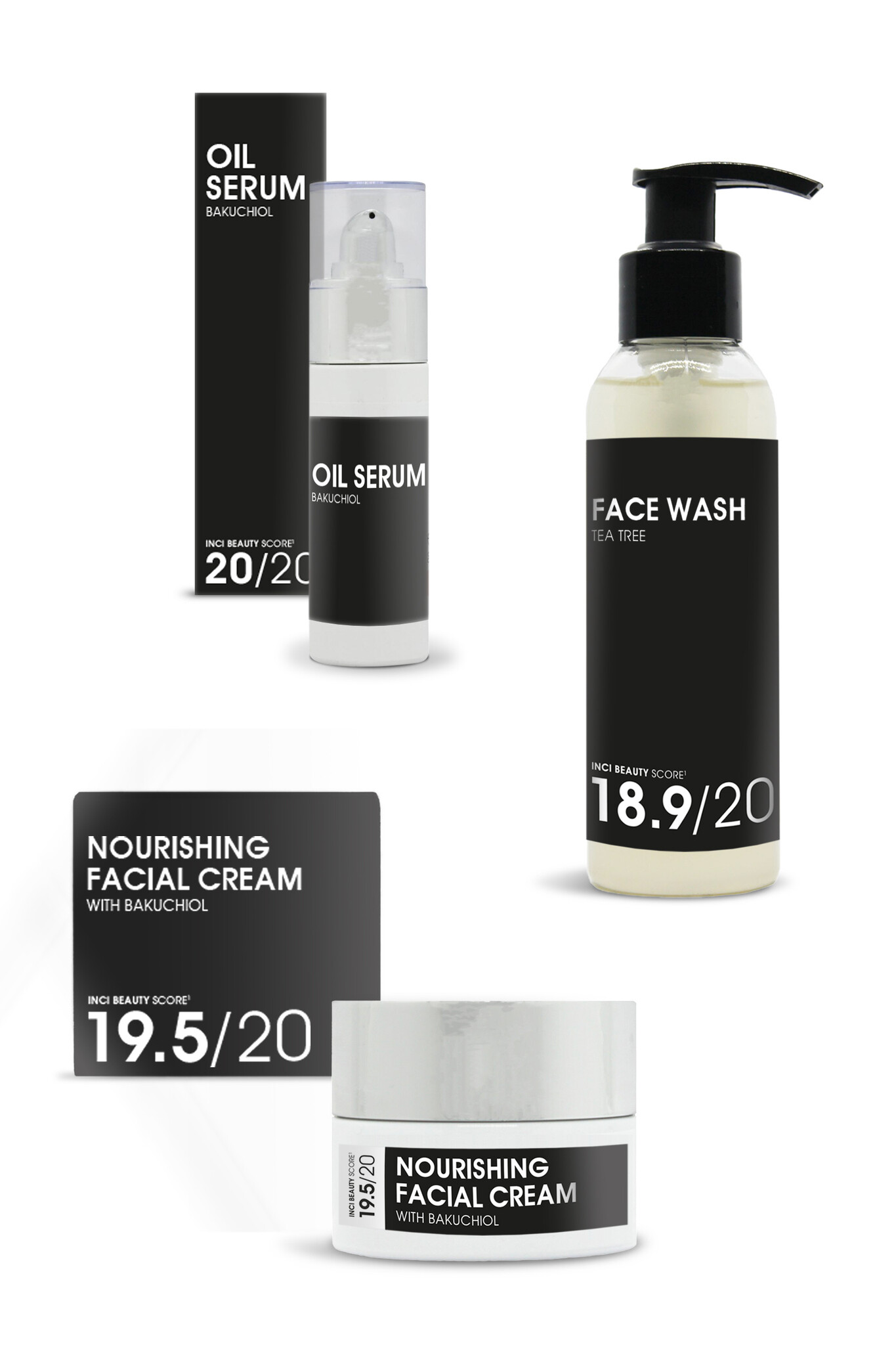 Combi Deal Natural Face Wash, Serum & Facial Cream Bakuchiol