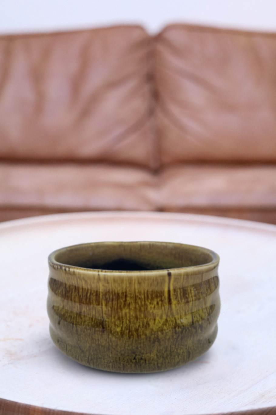 Matcha bowl & whisk houder - art shiny brown