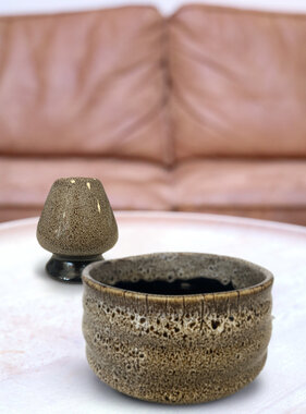Matcha bowl & whisk holder - art shiny sand