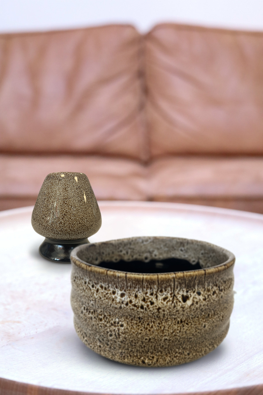 Matcha bowl & whisk houder - art shiny zand