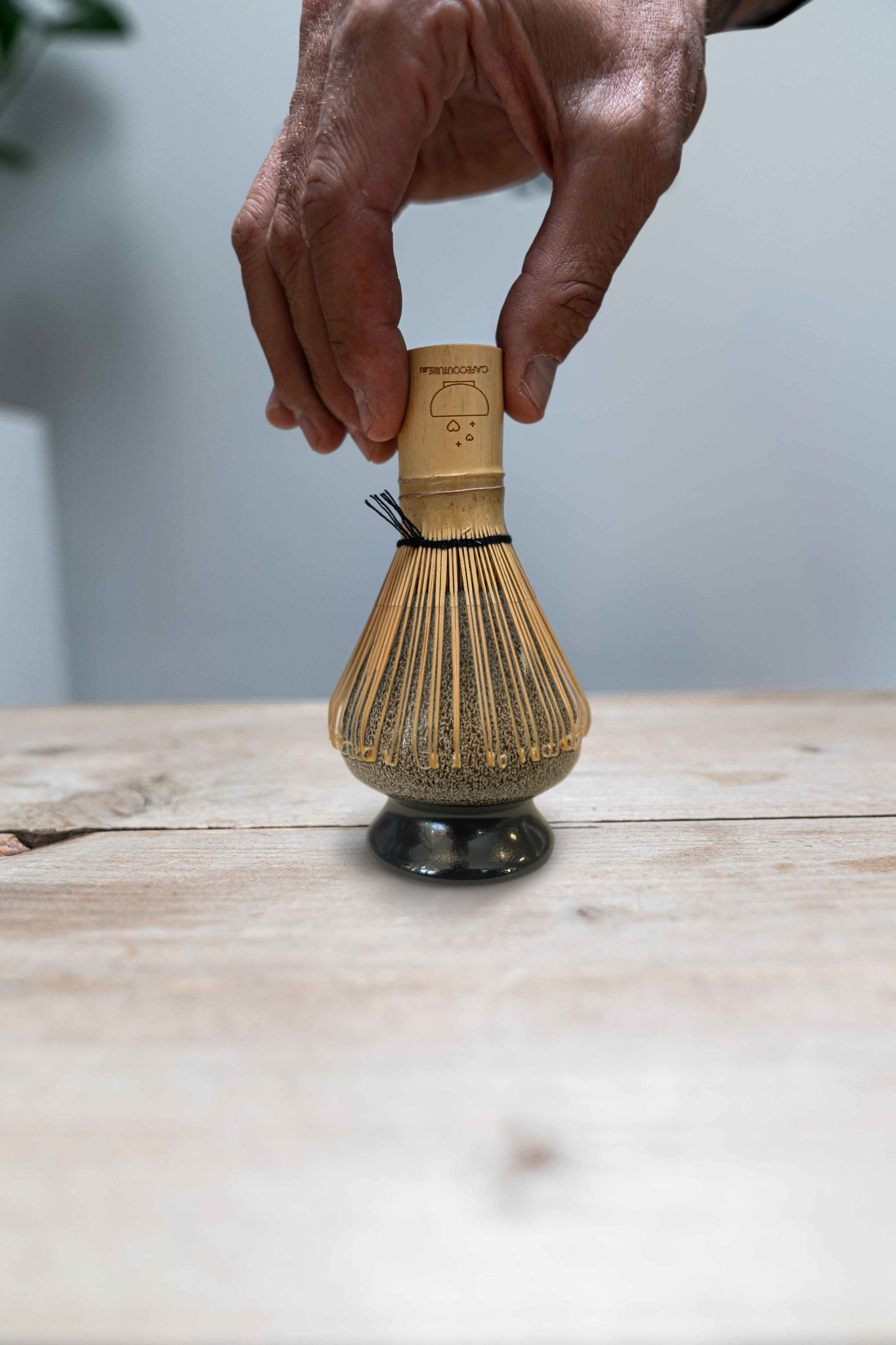 Matcha bowl & whisk houder - art shiny zand