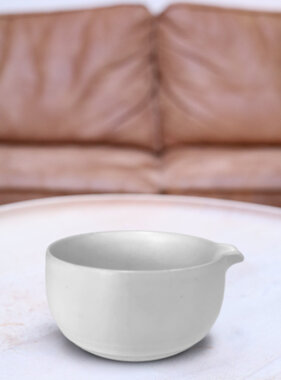 Matcha latte schenk bowl - wit (rond porselein)