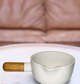 Matcha latte spout bowl - white (wood and porcelain)