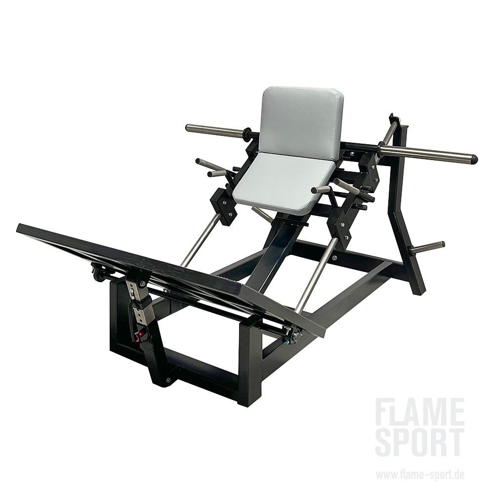 Seated Hack Squat Machine (1DXX) with adjustable foot platform - FLAME  SPORT - Professional Gym Equipment