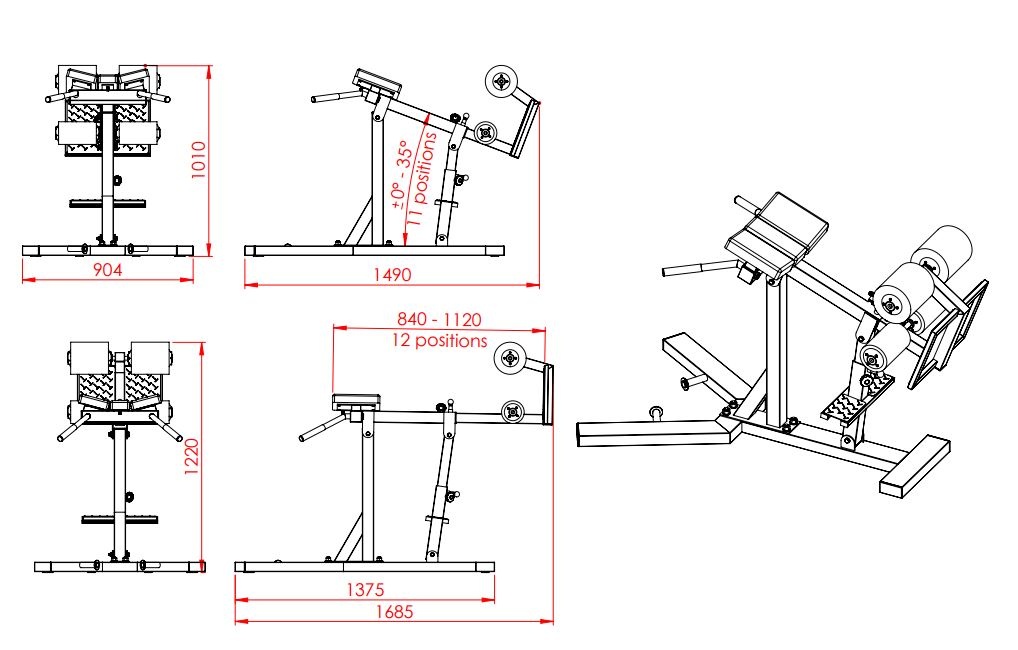 Roman Chair  with Function for Hyperextension Side Bends (3LXX)