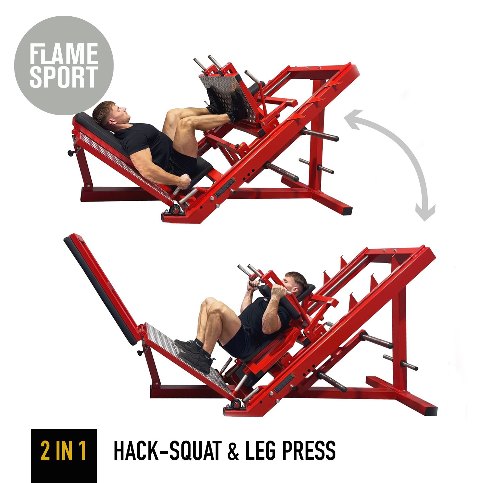 Hackenschmidt Hackenschmidt und Beinpresse Mix (1D-2D) Plate loaded FLAME SPORT ...