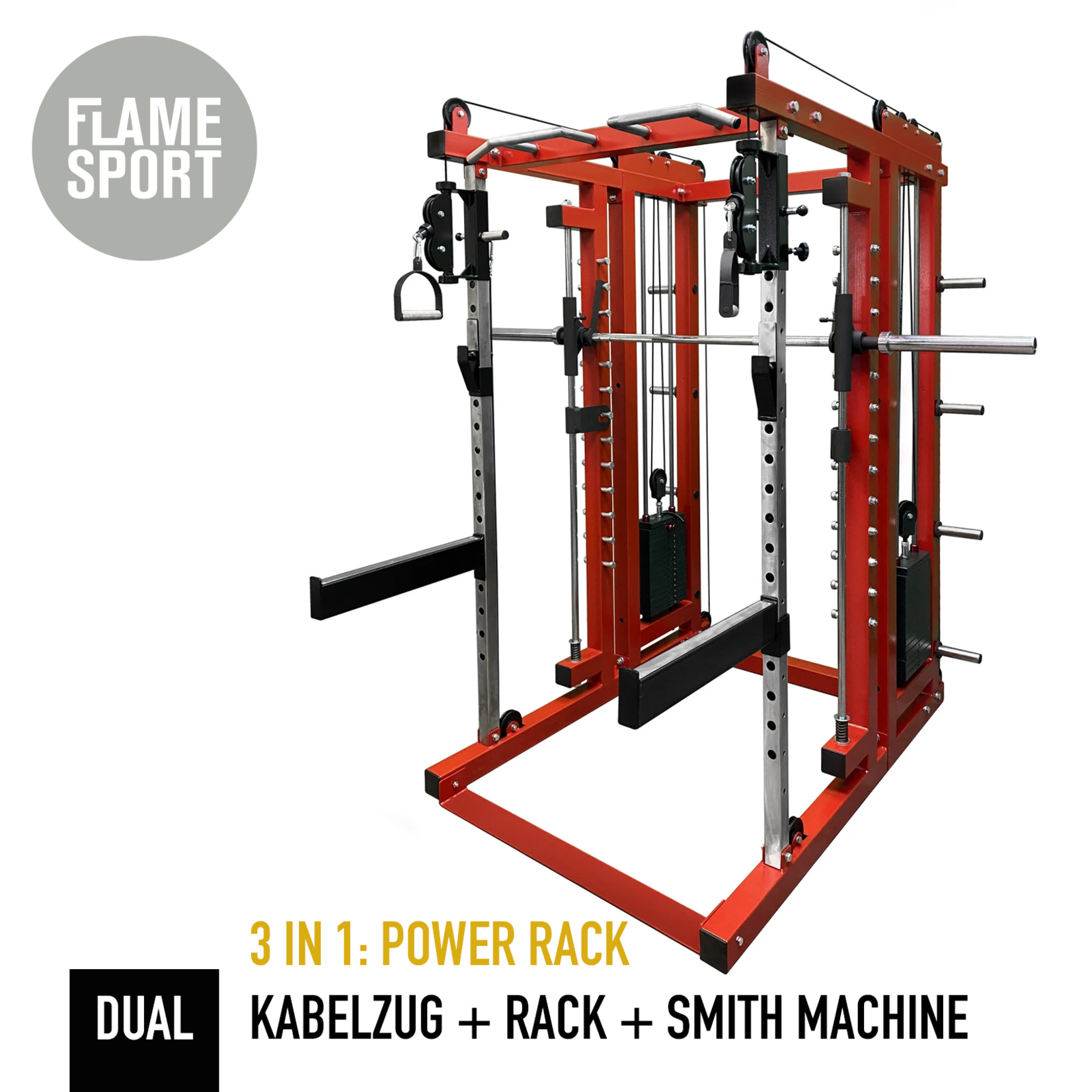 Ultimate Power Rack (11B): 3 in 1: Cable Crossover + Smith Machine + Half Rack