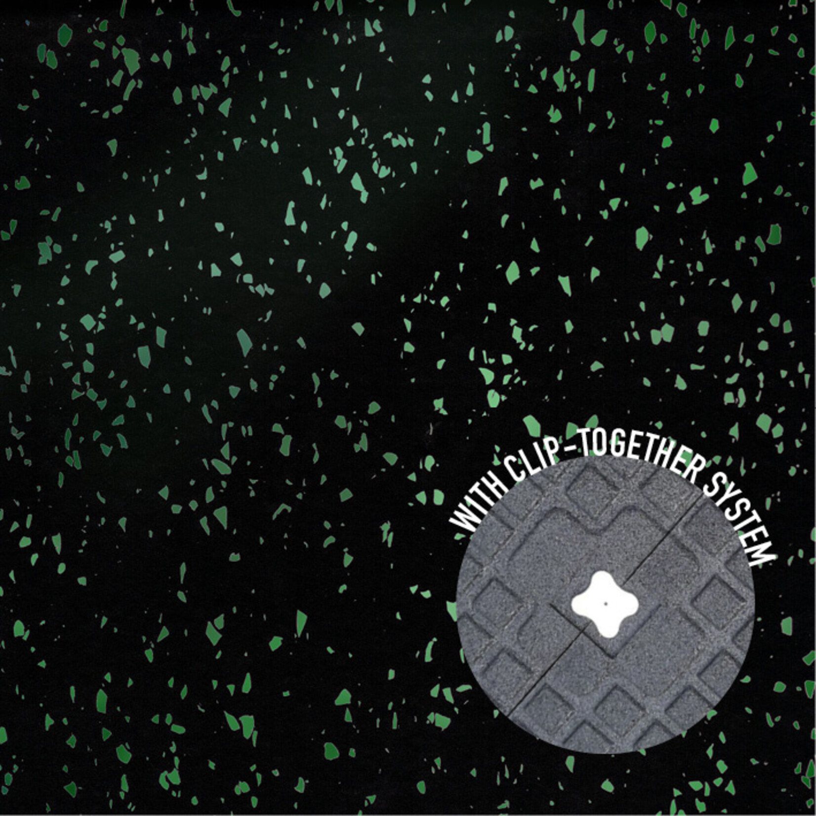 FLX BASE – Gym Flooring Premium Rubber Tiles with EPDM Coating | Black/Green Speckled (1 m²)
