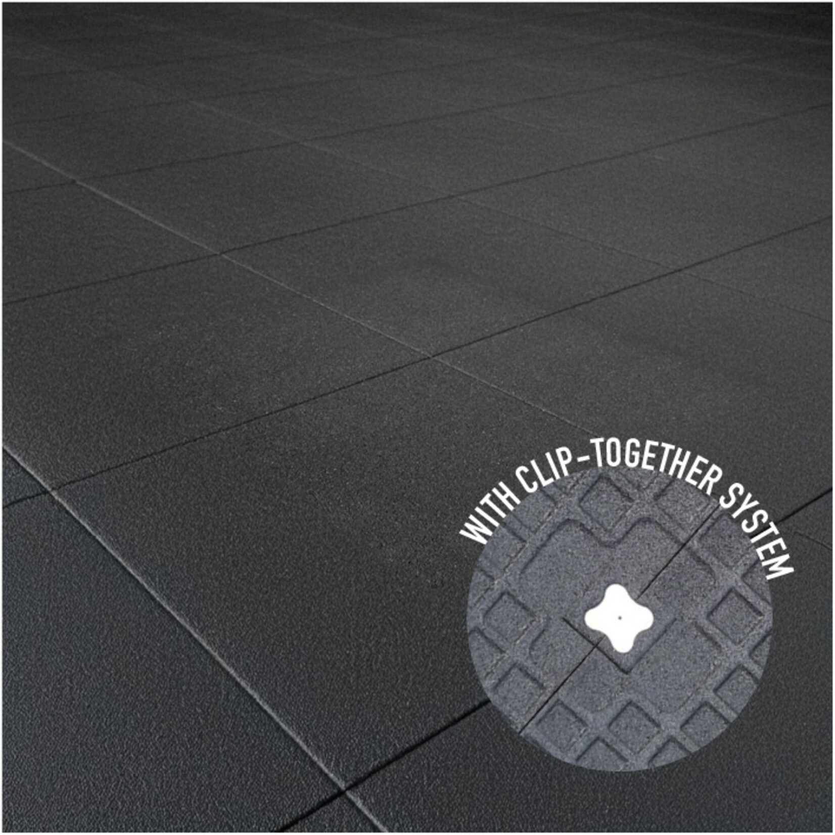 FLX BASE Rubber Gym Flooring | With Connectors | Black (1 m²) 100 x 100 cm