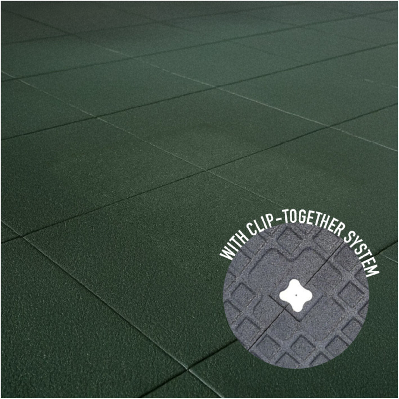 FLX BASE – Gym Flooring Rubber Gym Flooring | With Connectors | Green  (1 m²) 100 x 100 cm