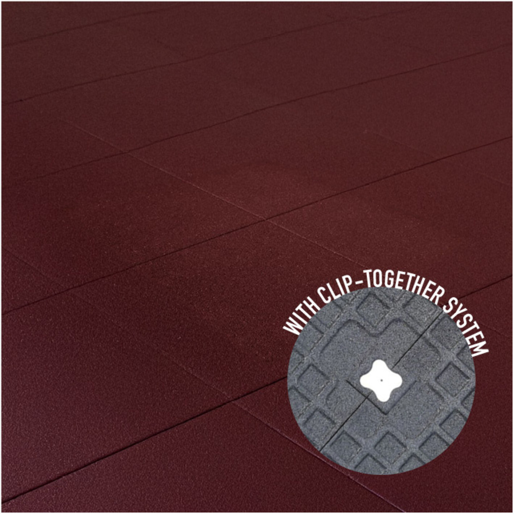 Rubber Gym Flooring | With Connectors | Red (1 m²) 100 x 100 cm