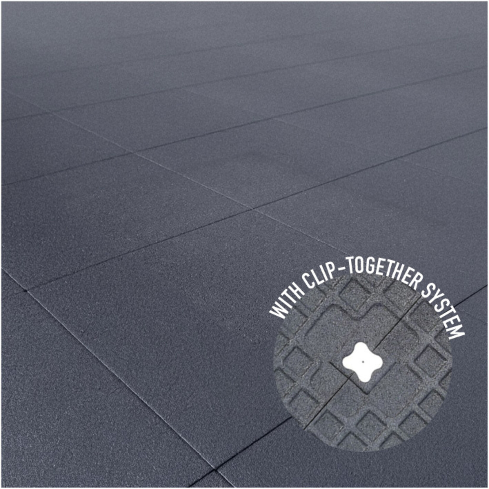 Revêtement de sol en caoutchouc pour salle de sport | Avec connecteurs | Gris (1 m²) 100 x 100 cm