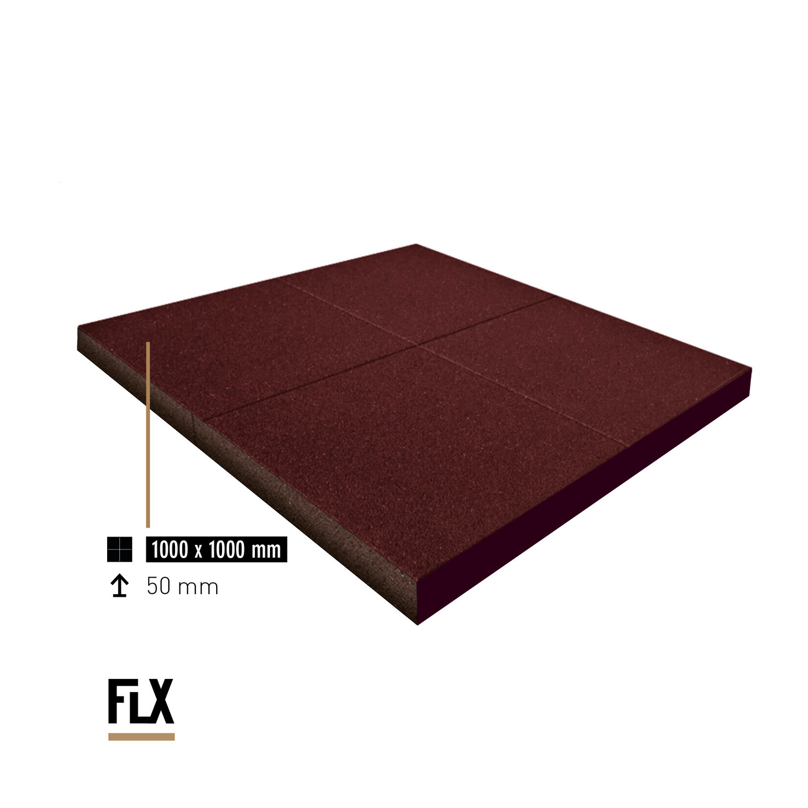 FLX BASE – Gym Flooring FLX BASE STANDARD Heavy Duty Rubber Floor Tiles | Red (1 m²) – Gym Flooring 50–80 mm