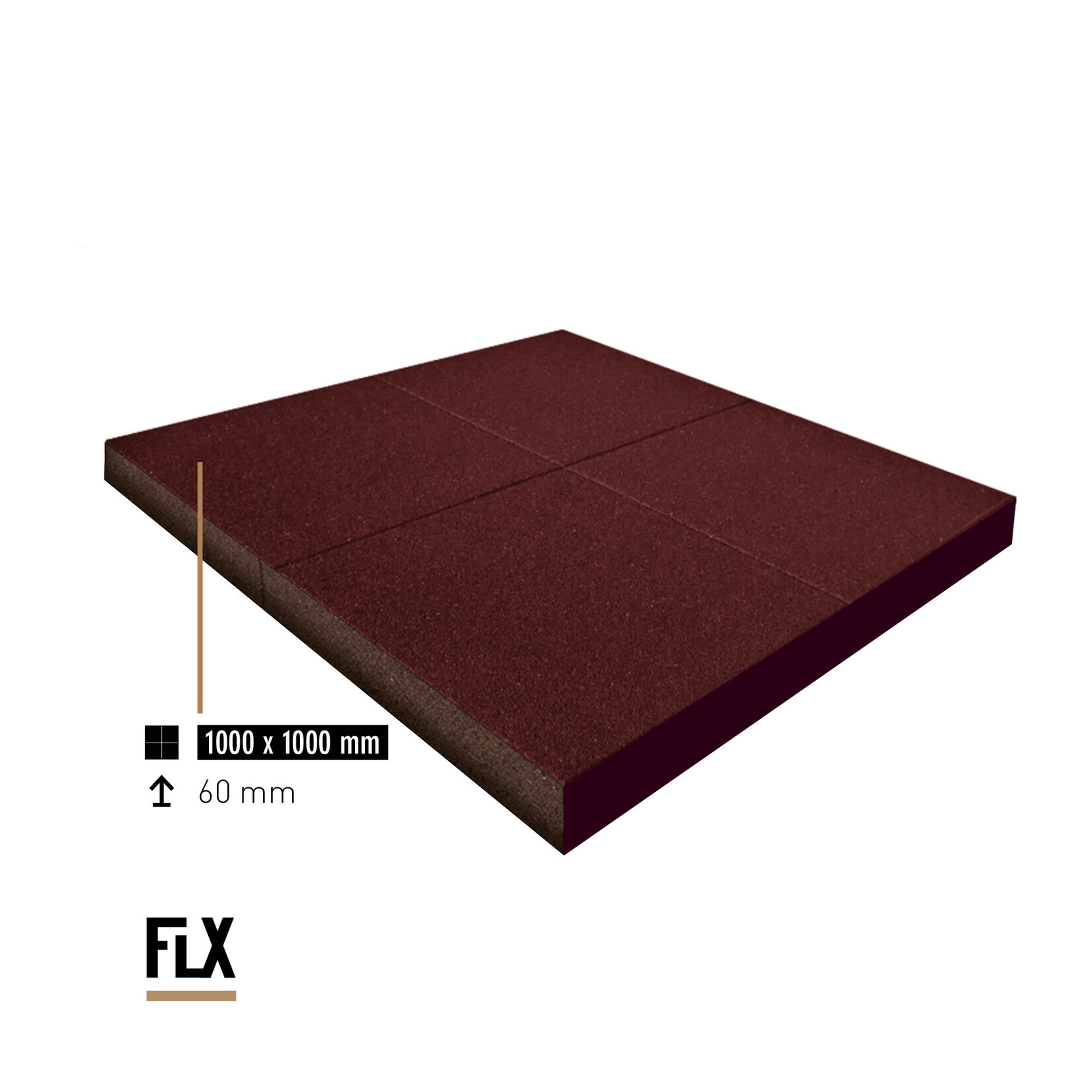 FLX BASE – Gym Flooring FLX BASE STANDARD Heavy Duty Rubber Floor Tiles | Red (1 m²) – Gym Flooring 50–80 mm