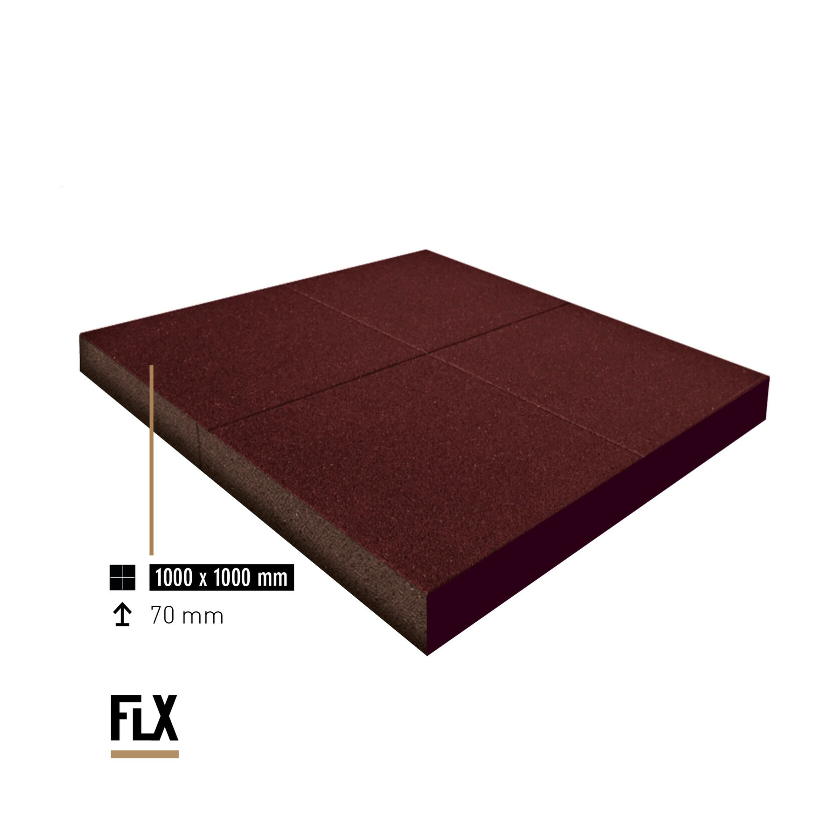 FLX BASE – Gym Flooring FLX BASE STANDARD Heavy Duty Rubber Floor Tiles | Red (1 m²) – Gym Flooring 50–80 mm