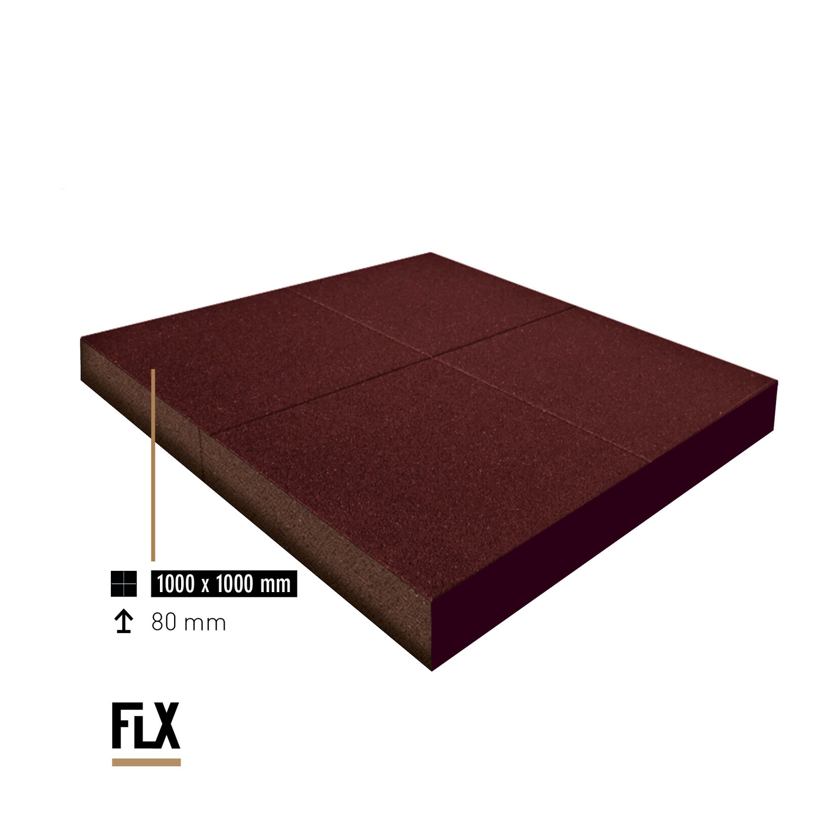 FLX BASE – Gym Flooring FLX BASE STANDARD Heavy Duty Rubber Floor Tiles | Red (1 m²) – Gym Flooring 50–80 mm