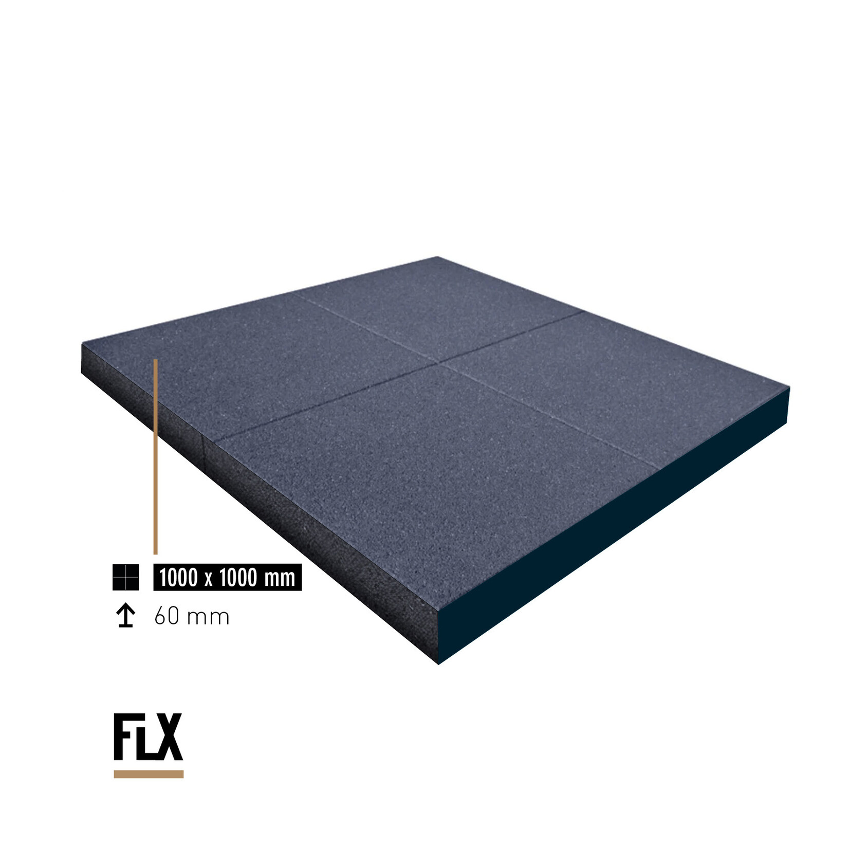 FLX BASE – Gym Flooring FLX BASE STANDARD Heavy Duty Rubber Floor Tiles | Grey (1 m²) – Gym Flooring 50–80 mm