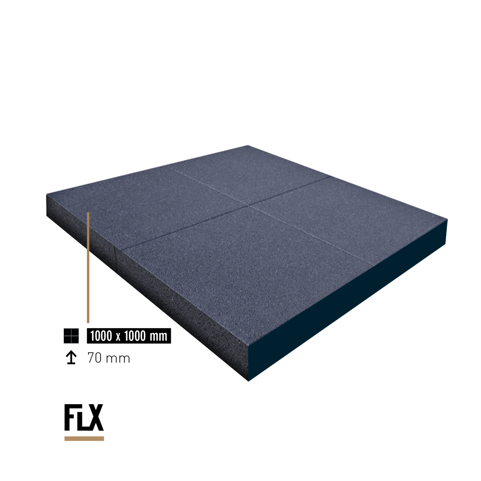 FLX BASE – Gym Flooring FLX BASE STANDARD Heavy Duty Rubber Floor Tiles | Grey (1 m²) – Gym Flooring 50–80 mm
