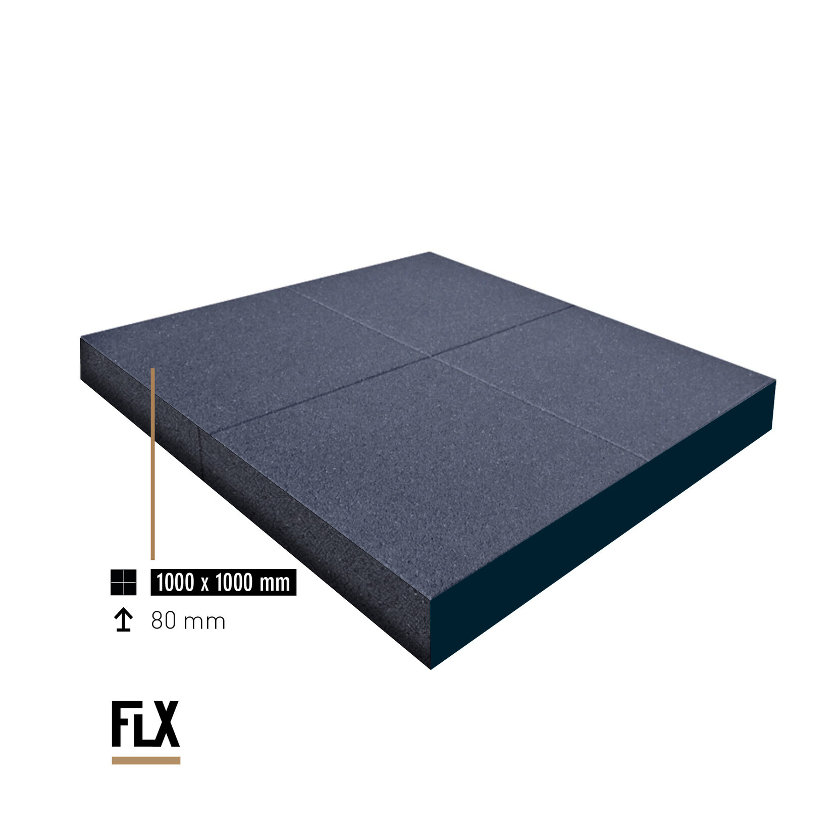 FLX BASE – Gym Flooring FLX BASE STANDARD Heavy Duty Rubber Floor Tiles | Grey (1 m²) – Gym Flooring 50–80 mm