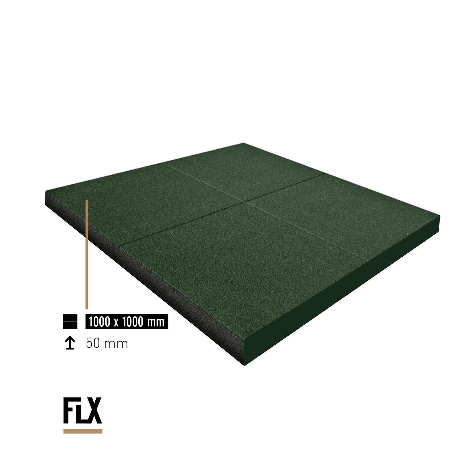 FLX BASE – Gym Flooring FLX BASE STANDARD Heavy Duty Rubber Floor Tiles | Green (1 m²) – Gym Flooring 50–80 mm